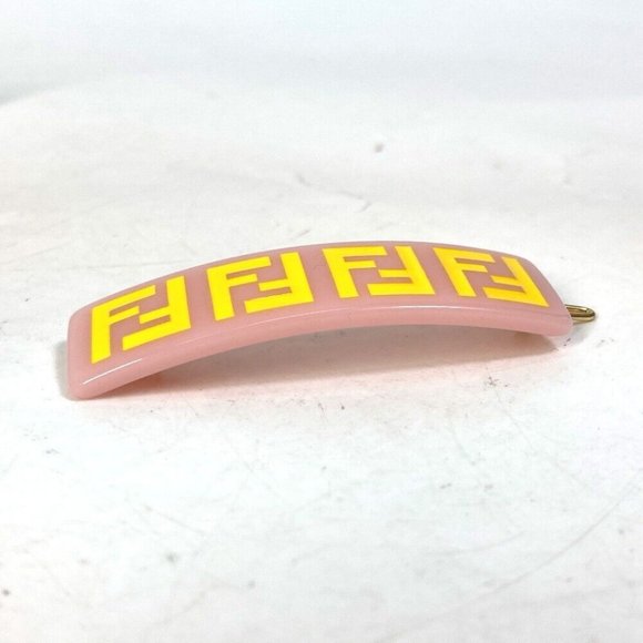 AUTHENTIC FENDI hairpin FF hair clip logo hair accessory Barrette acetate pink main image 7